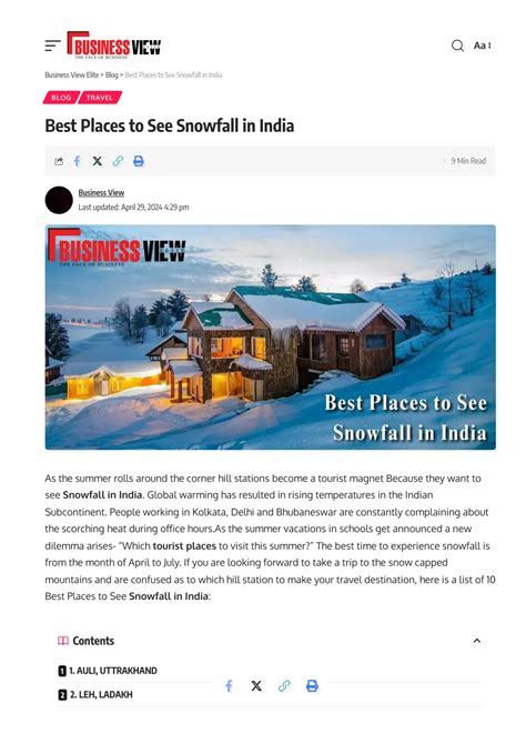 Ppt Best Places To See Snowfall In India Powerpoint Presentation