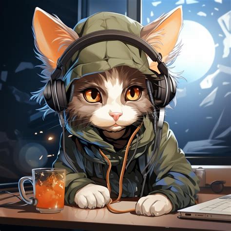 Premium Ai Image There Is A Cat Wearing Headphones And A Jacket