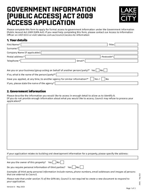 Fillable Online Government Information Public Access Gipa Application