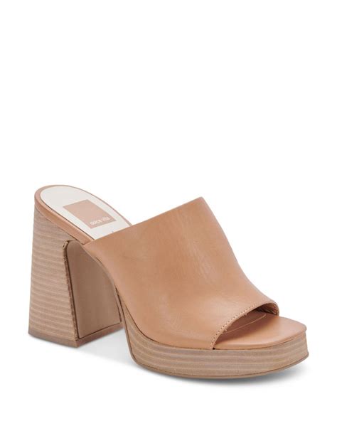 Dolce Vita Lukas High Heel Platform Slide Sandals In Brown Lyst