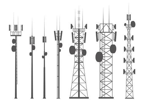 Premium Vector Transmission Cellular Towers Silhouette Mobile And