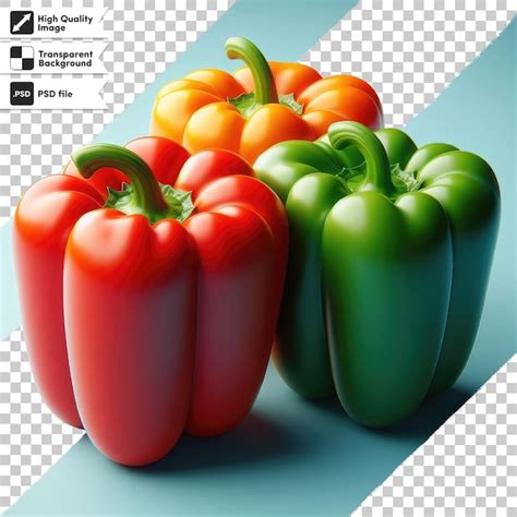 Premium PSD Psd Redgreen And Yellow Peppers On Transparent Background