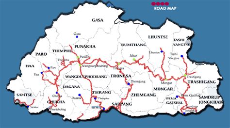 Road Map Of Bhutan