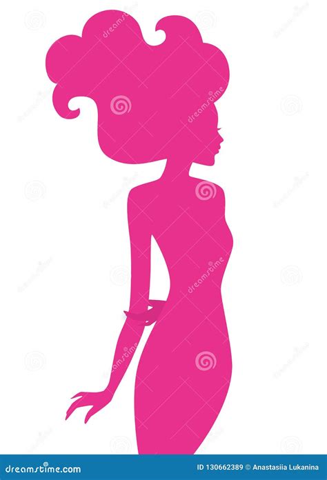 Beautiful Woman Pink Silhouette Stock Vector Illustration Of