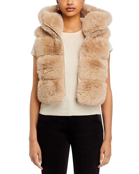 Adrienne Landau Hooded Faux Fur Cropped Vest Bloomingdales