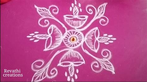 4 Diyas Rangoli Kolam Muggu Revathi Creations YouTube