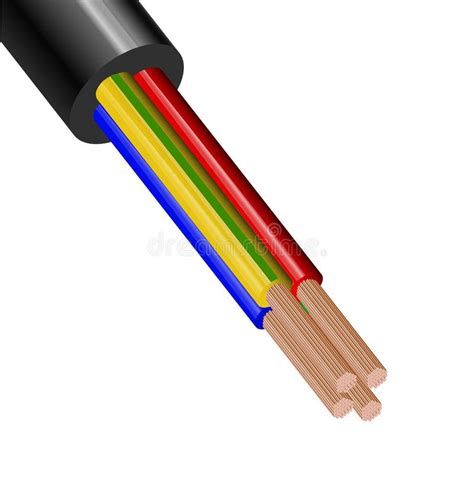 Cable De Cobre Eléctrico Flexible De 4 Alambres Aislado En El Fondo