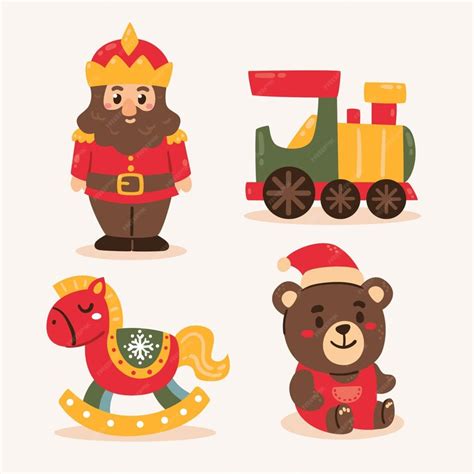 Free Vector Hand Drawn Flat Christmas Toys Collection