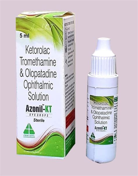 Azonil Kt Ketorolac Tromethamine Olopatadine Ophthalmic Solution Eye Drop Packaging Size 5ml