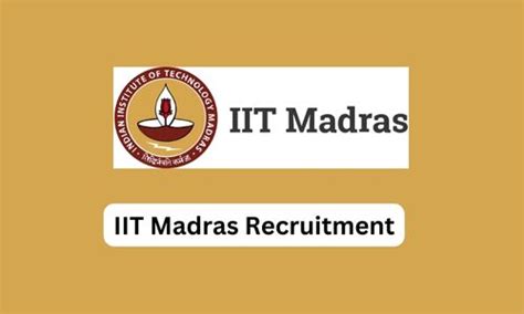 Iit Madras Recruitment Junior Technician Posts Apply Online