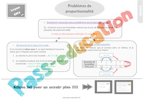 Leçon trace écrite cours Proportionnalité CM2 pdf gratuit à imprimer