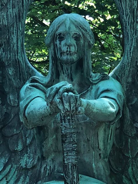 Weeping Angel Close Up In Lake View Cemetery Cleveland Ohio In