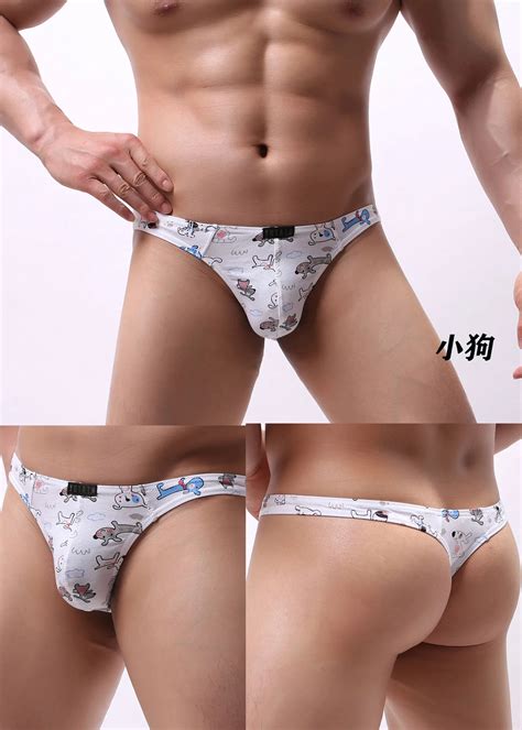 Men Low Waist Sexy Underwear Standard Europe Size Printed Thong Ropa Interior Hombre Gay