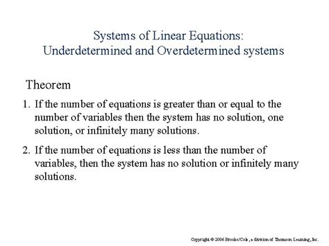 Systems Of Linear Equations Underdetermined And Overdetermined Systems