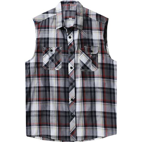 Ma Croix Mens Plaid Sleeveless Button Shirt Flannel Pattern Walmart