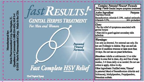 Fast Results Genital Herpes Treatment Liquid Merix Pharmaceutical Corp