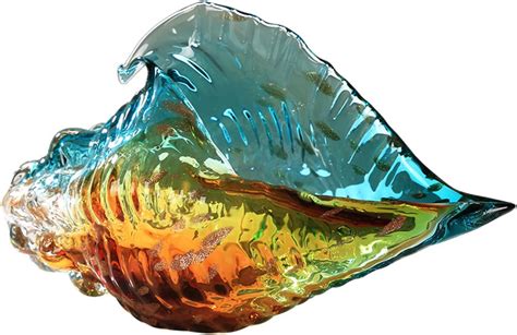 Glass Seashell Decor Hand Blown Glass Conch Shell Figurines Collectible Crystal