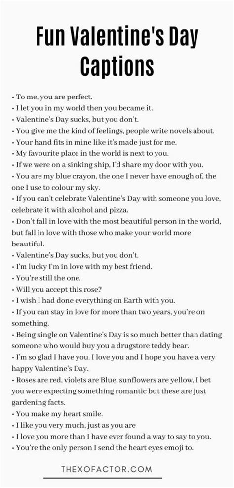 Cute And Funny Valentines Day Captions The Xo Factor Valentine