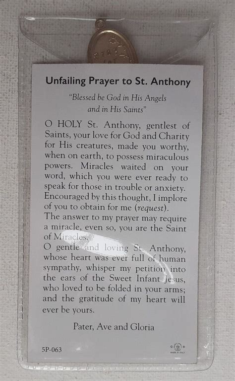 St Anthony Prayer Card And Medal Pack Of Three Ebay