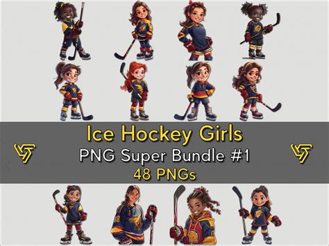 Ice Hockey Girls Clipart Bundle 1 Instantly Download Your Ice Hockey ...