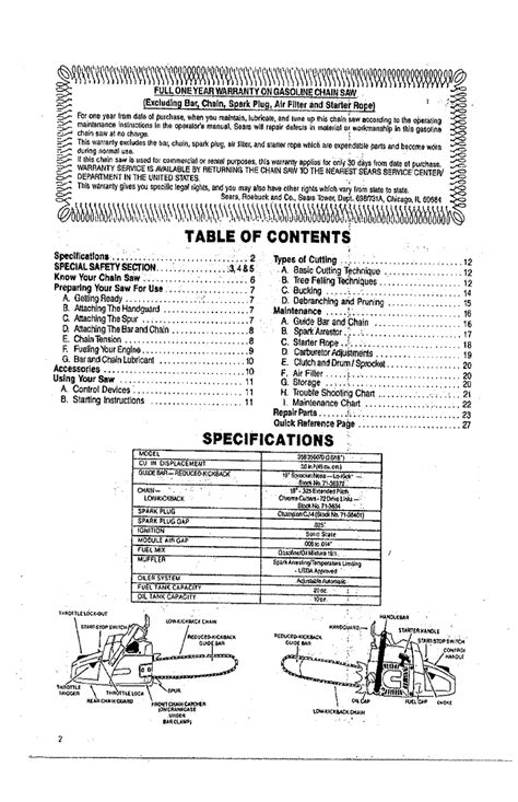 Craftsman 358356070 User Manual 3 0 18 IN SEARS GASOLINE CHAIN SAW