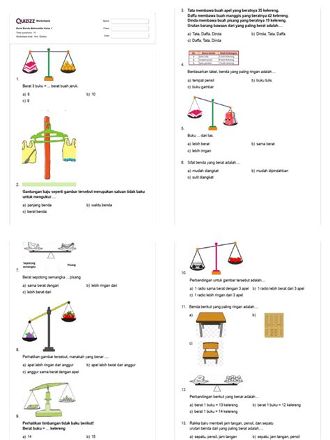 berat benda matematika kelas