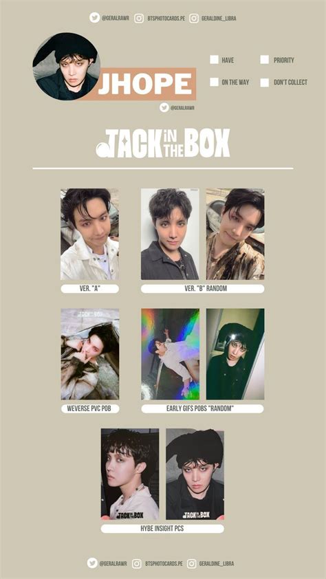 JHOPE JACK IN THE BOX WISHLIST TEMPLATE Photocard Photo Card