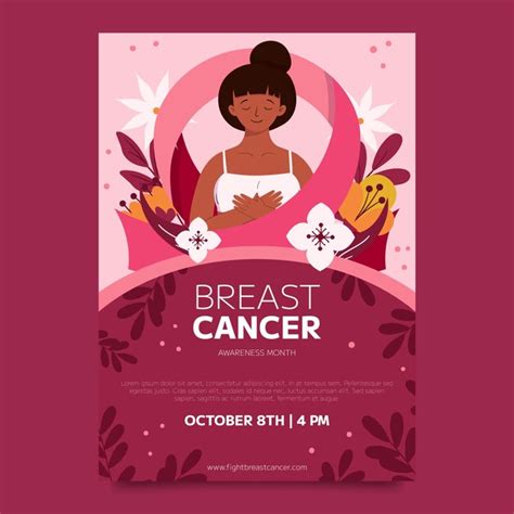 Free Vector Flat Breast Cancer Awareness Month Vertical Poster Template