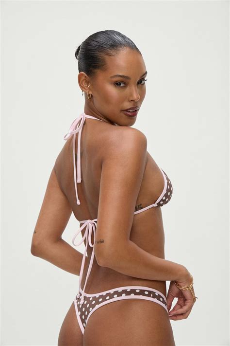 Frankies Bikinis Bikinis Full Moon Micro Bikini Bottom Cocoa Dot Women Rose Honney