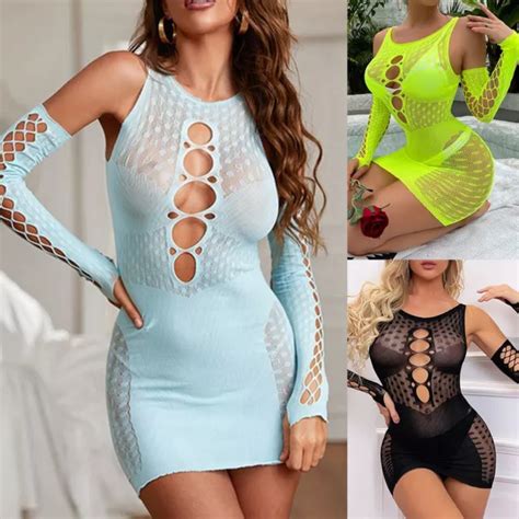 Robe Lingerie En Filet De P Che Pour Femmes Creux Bodycon Eur