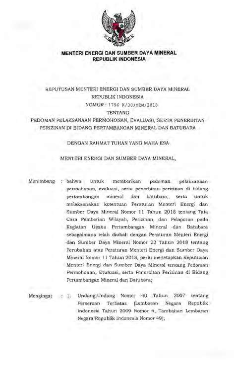 Keputusan Menteri Energi Dan Sumber Daya Mineral No K Mem