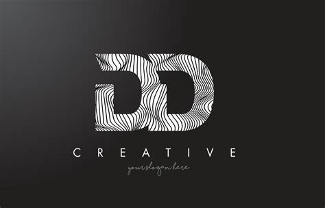 Dd D D Letter Logo With Zebra Lines Texture Design Vector