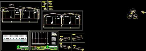 Industrial Nave With Cover Two Leans And Detail Of Bridge Crane Dwg