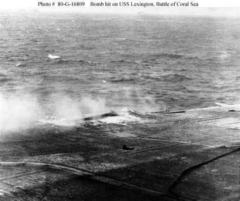 Battle Of The Coral Sea Views Of Damage On Board Uss Lexington