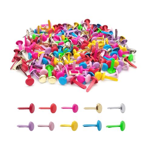 Quacc 200pcs Multicolor Split Pins Round Scrapbooking Brads Split Pins Paper