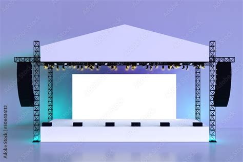 Stage Rigging Truss System With Blank Backdrop Concert Performance