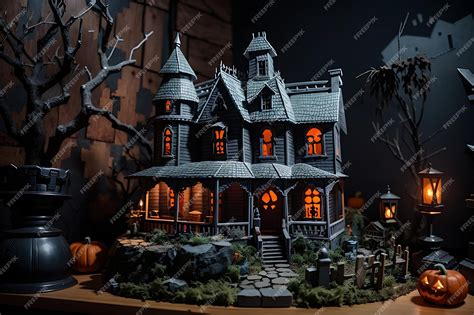 Premium AI Image | Miniature haunted house diorama with spooky details ...