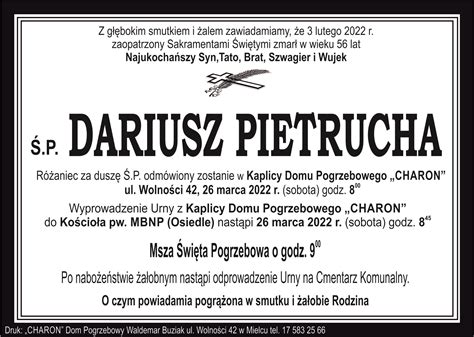 P Dariusz Pietrucha Dom Pogrzebowy Charon Waldemar Buziak