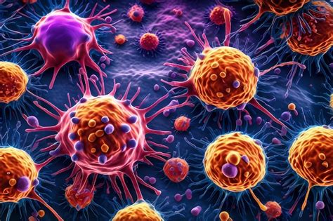 Premium Ai Image 3d Rendering Of Microscopic Human And Cancer Cells
