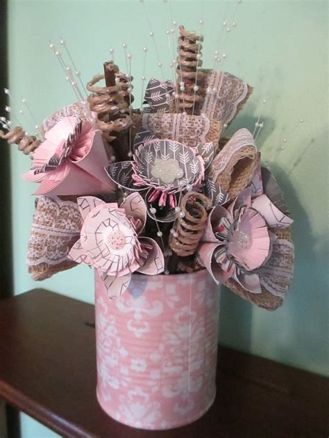 Valentine Origami Flower Arrangement Decoupaged Vintage Etsy