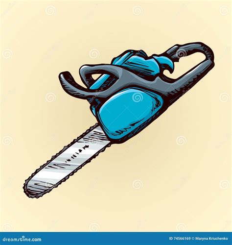 Chainsaw Vector Drawing Stock Vector Illustration Of Equipment 74566169