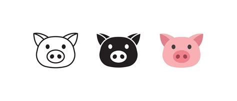 set of pig head vector icon 6899049 Vector Art at Vecteezy