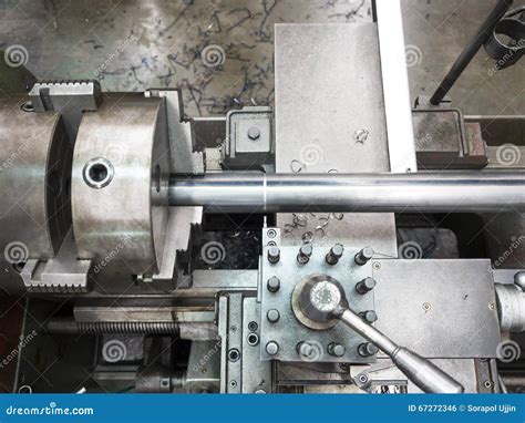 Turning Part by Manual Lathe Machine Stock Photo - Image of cutter ...