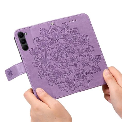 Köp Samsung Galaxy S23 Fodral Mandala Läder Lila Teknikhallen se