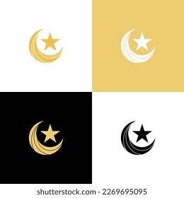 Vector Illustration Moon Star Logo Design Stock Vector (Royalty Free ...