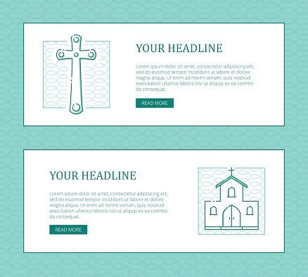 Christian Monochrome Banner With Round Edges Cross And Church House Stock Vector | Royalty-Free ...