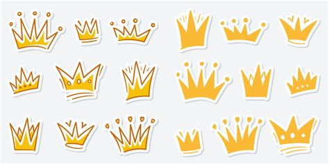 Set of doodle Crown sketch, hand drawn style 20480670 Vector Art at ...