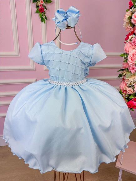 Vestido Infantil E Bebe Floral Azul Produtos Elo7