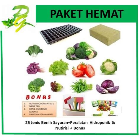 Jual Paket Hemat Jenis Benih Bibit Sayuran Peralatan Hidroponik