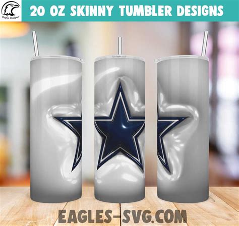 Puffy Dallas Cowboys Logo Tumbler Wrap Design for 20 oz, 3d Inflated Dallas Cowboys Tumbler Design